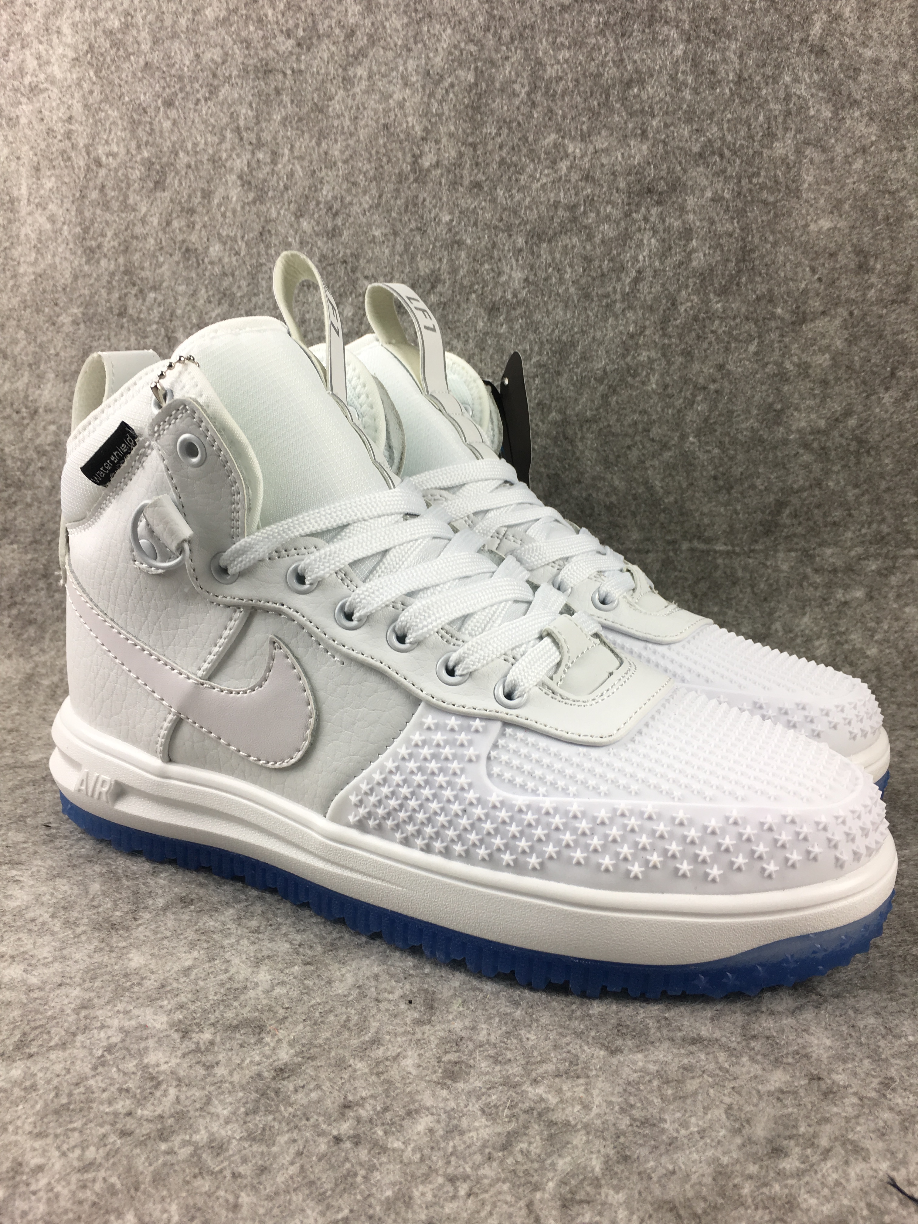 New Nike Lunar Force 1 High All White Blue Sole